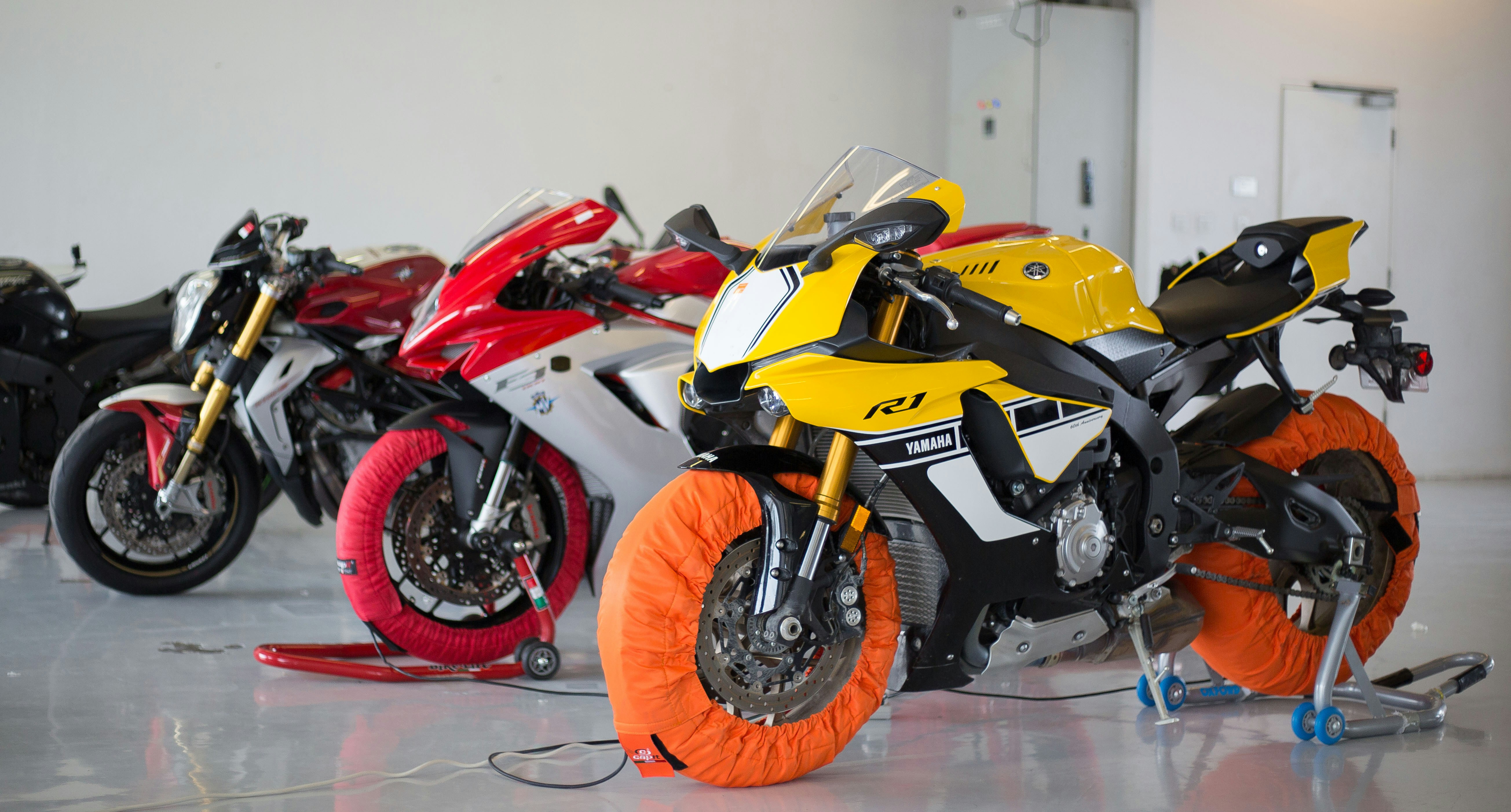 yellow and black sports bike