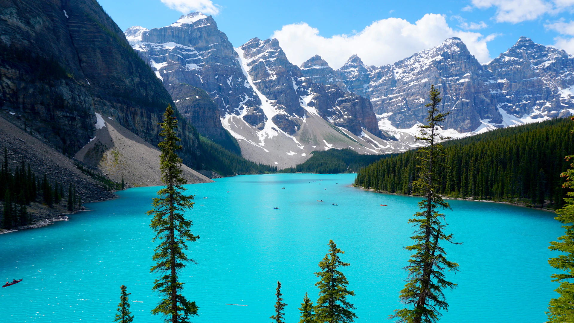 green pine trees near lake and snow covered mountain during daytime