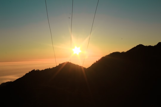 sun setting over the mountains in Nainital India