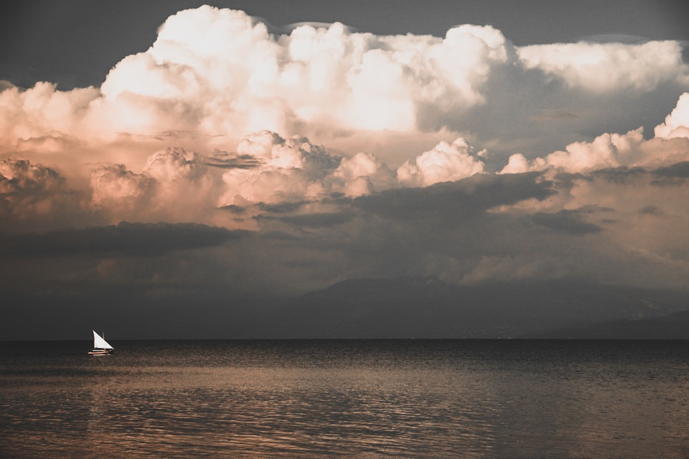 white clouds over the sea