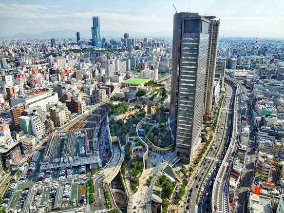 aerial view of Osaka city buildings during daytime