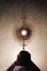 silhouette of person standing near brown round decor