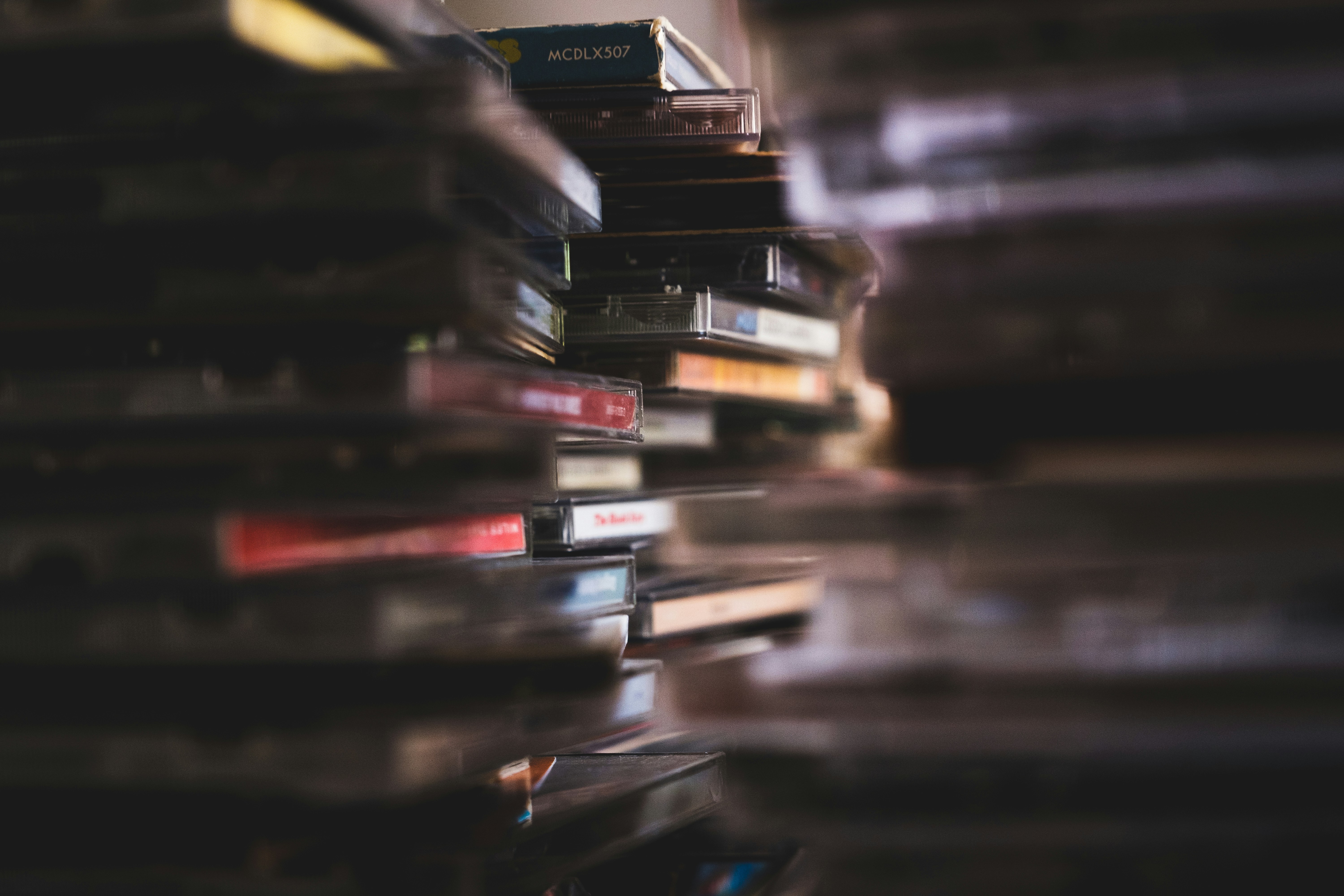 stack of books on shelf