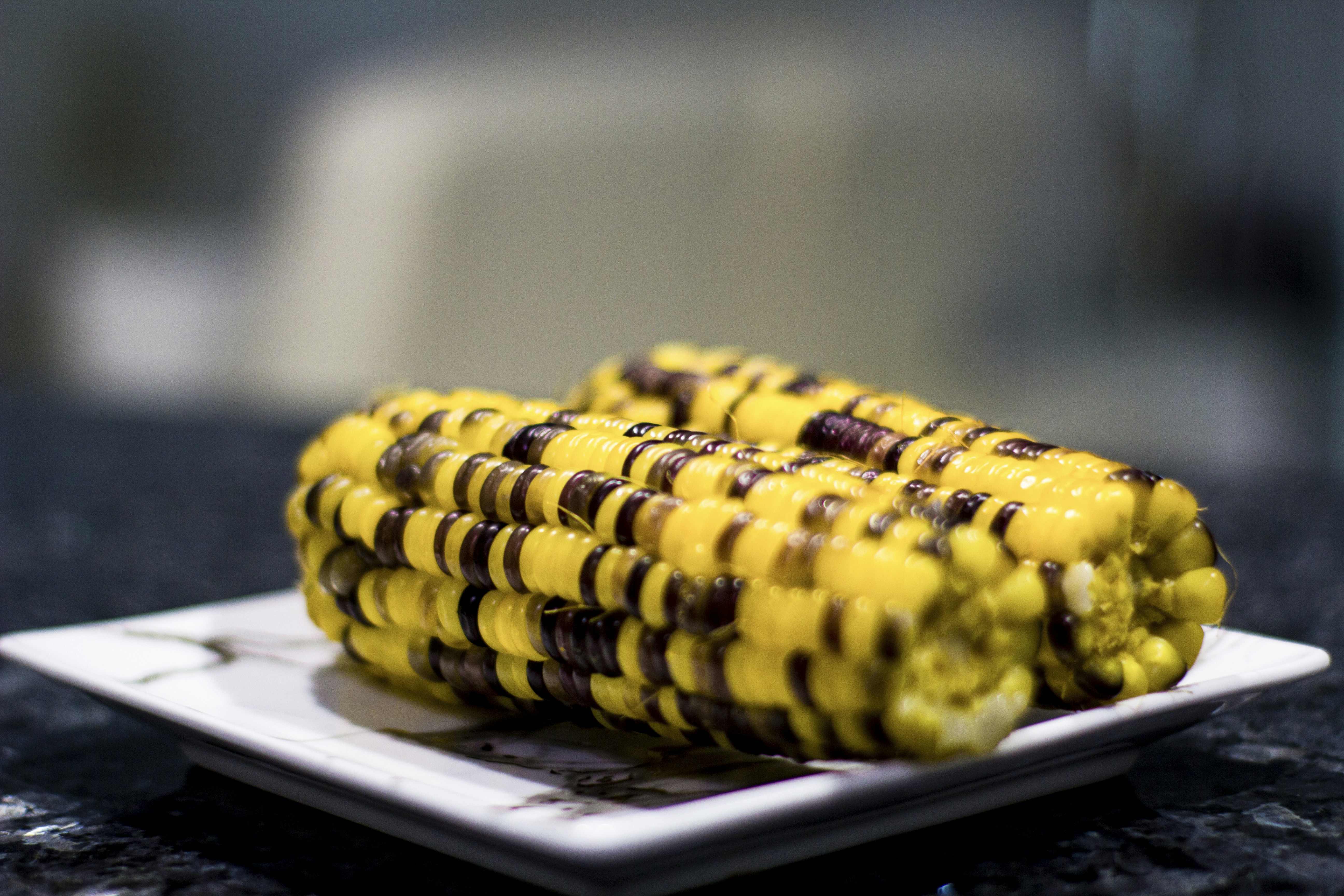 corn on white ceramic plate