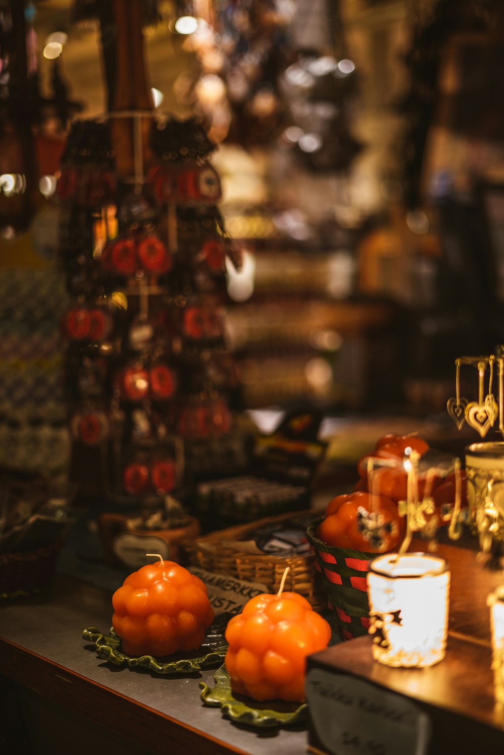 selective focus photography of lighted candles on table