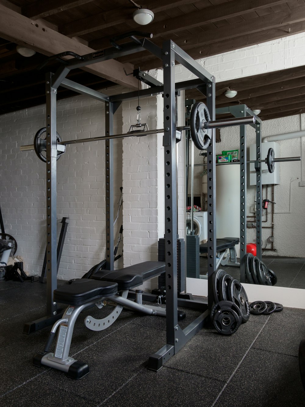 black and gray exercise equipment