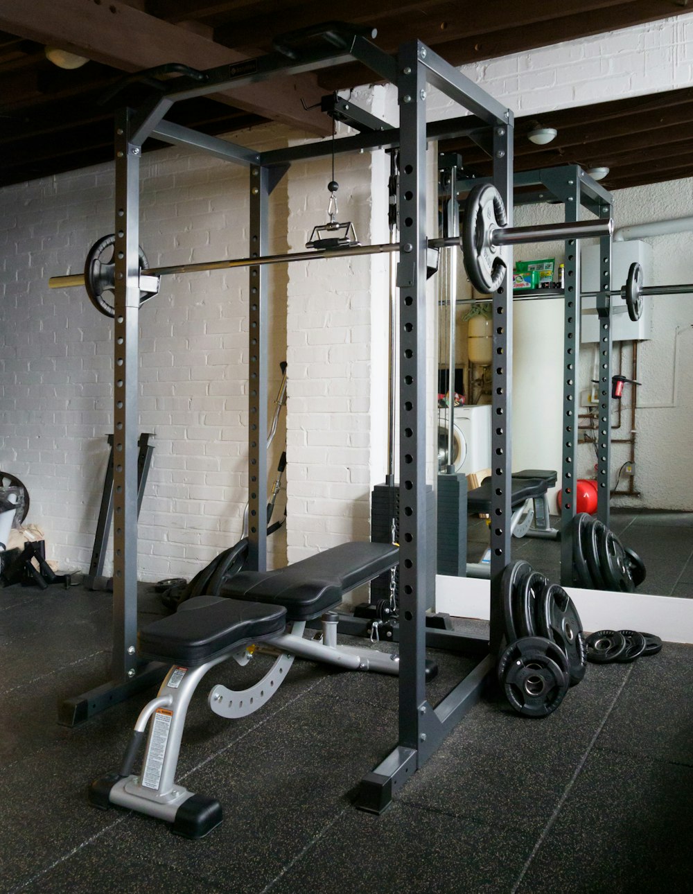 black and gray exercise equipment