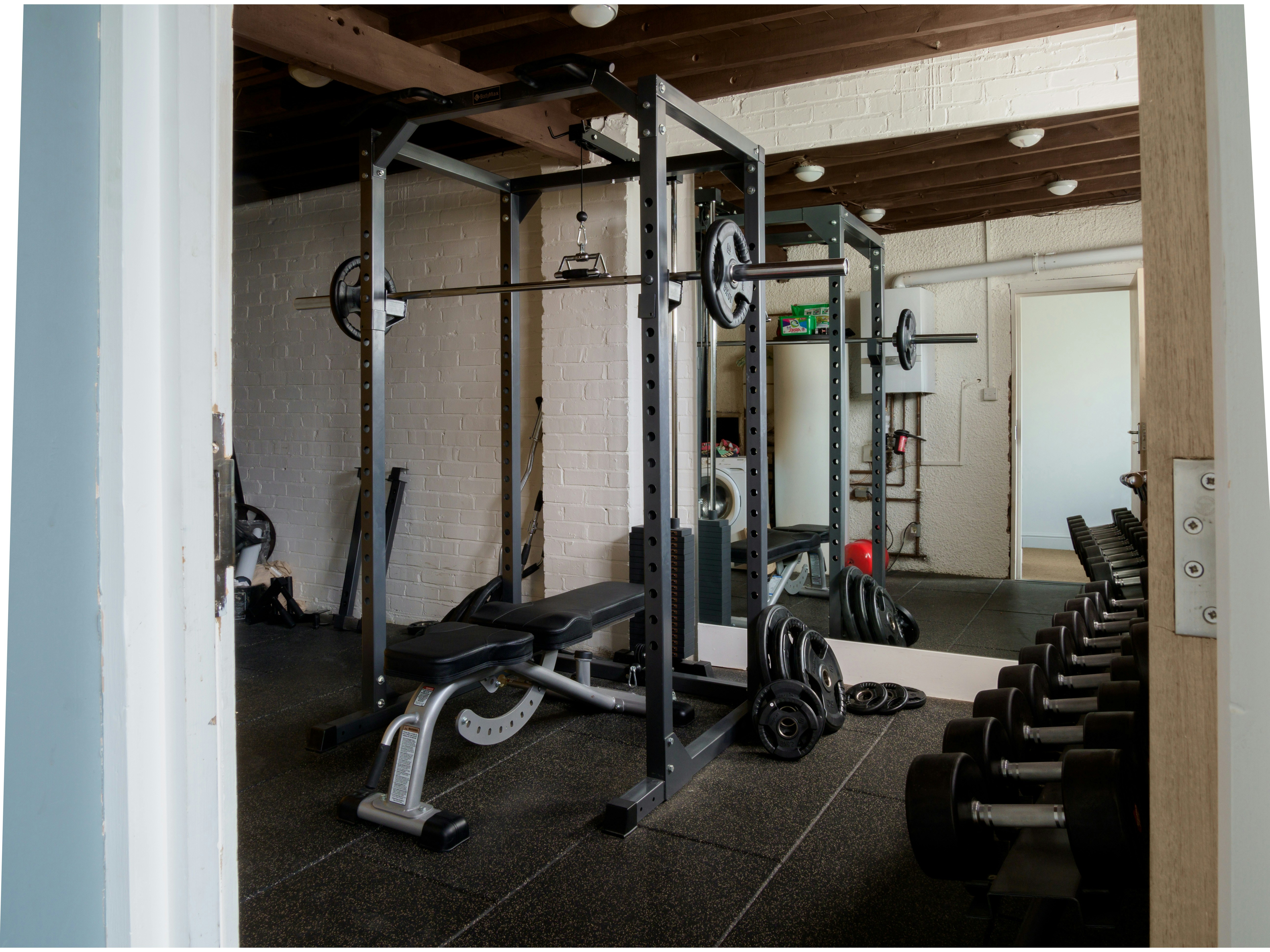 black and gray exercise equipments