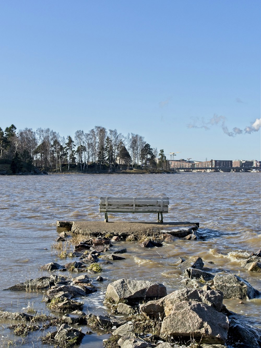 brown wooden bench on seashore during daytime