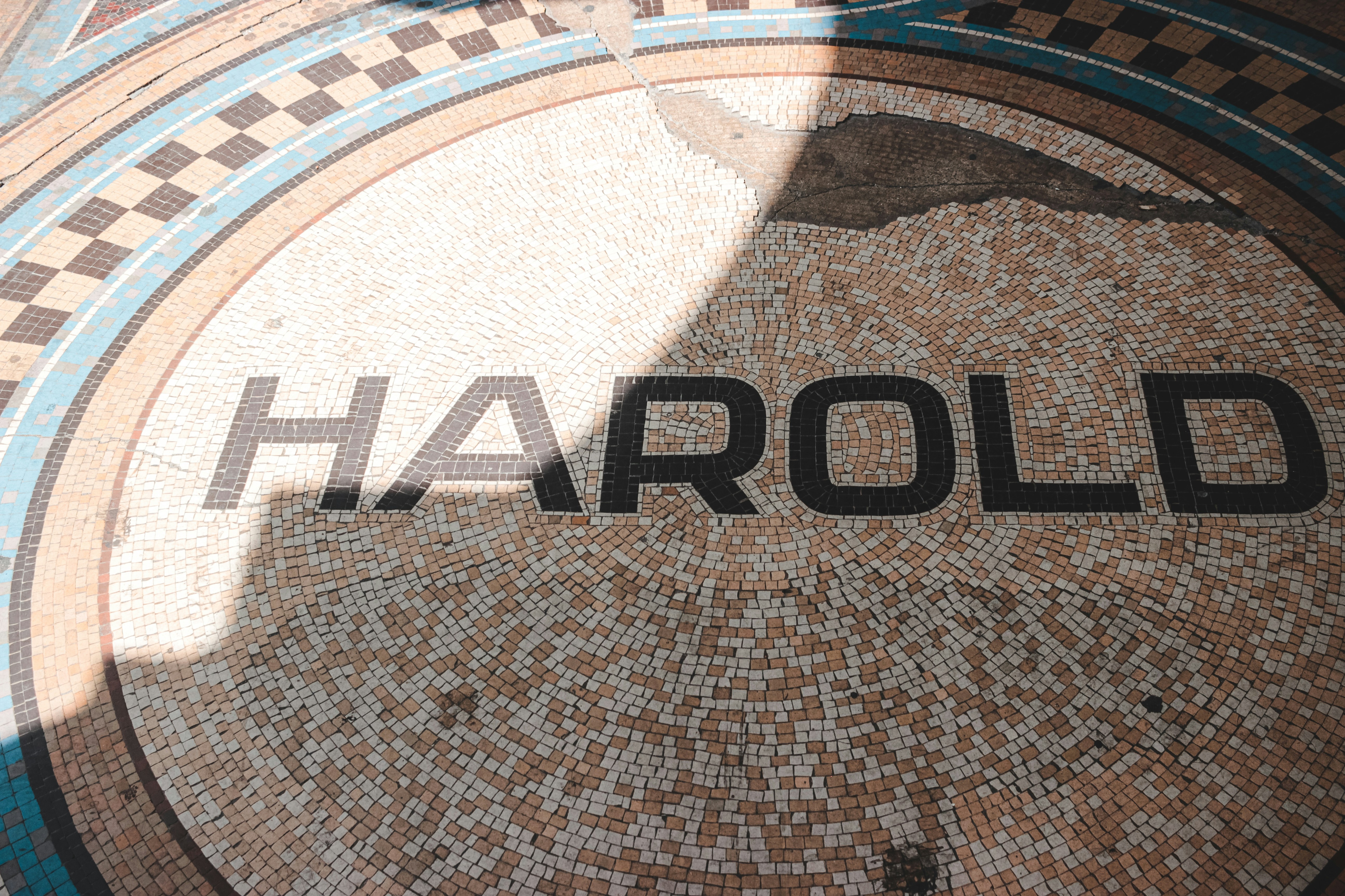 brown and white round area rug