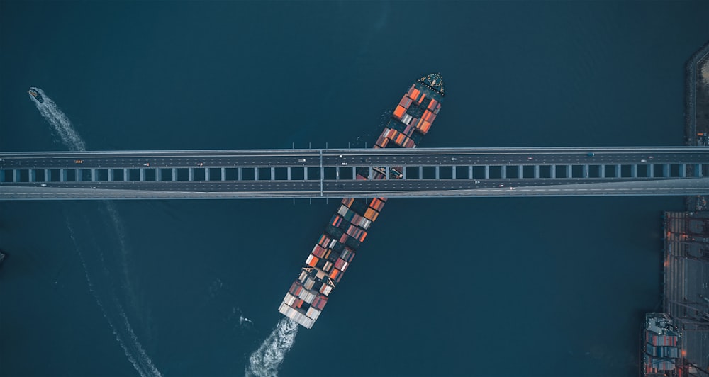 high angle photo of red and white building