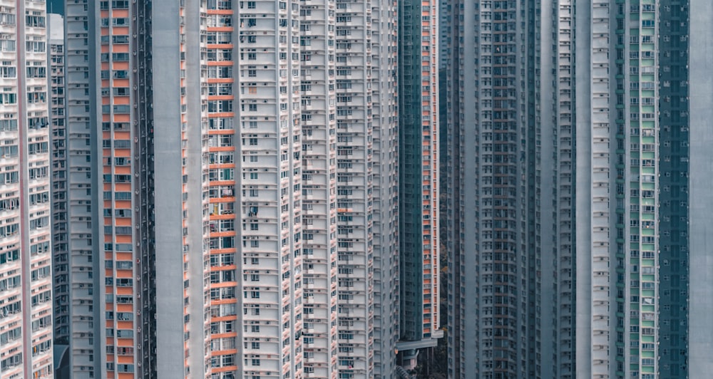 white and blue high rise building