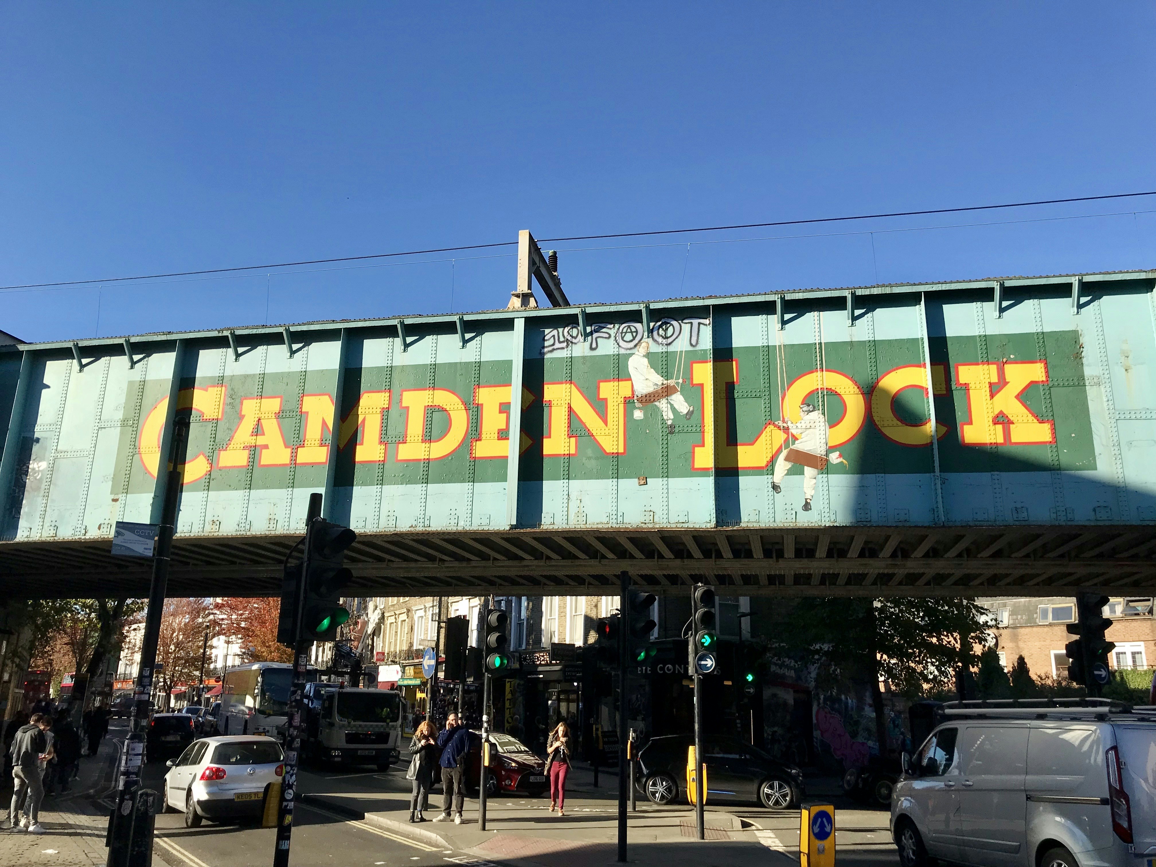 Just outside the Camden market, where you can wander ages through the food stands and shops.