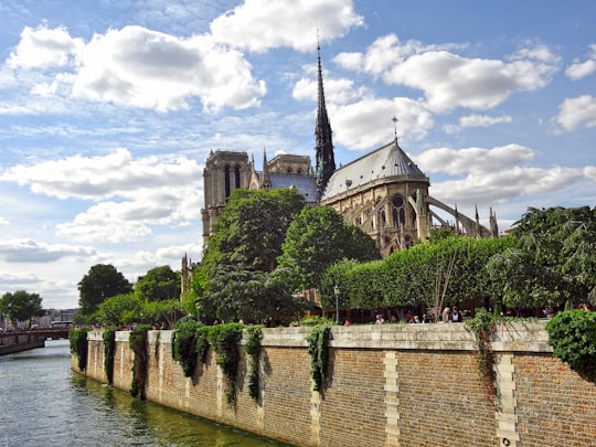 brown brick castle near body of water under cloudy sky during daytime in Notre Dame de Paris France