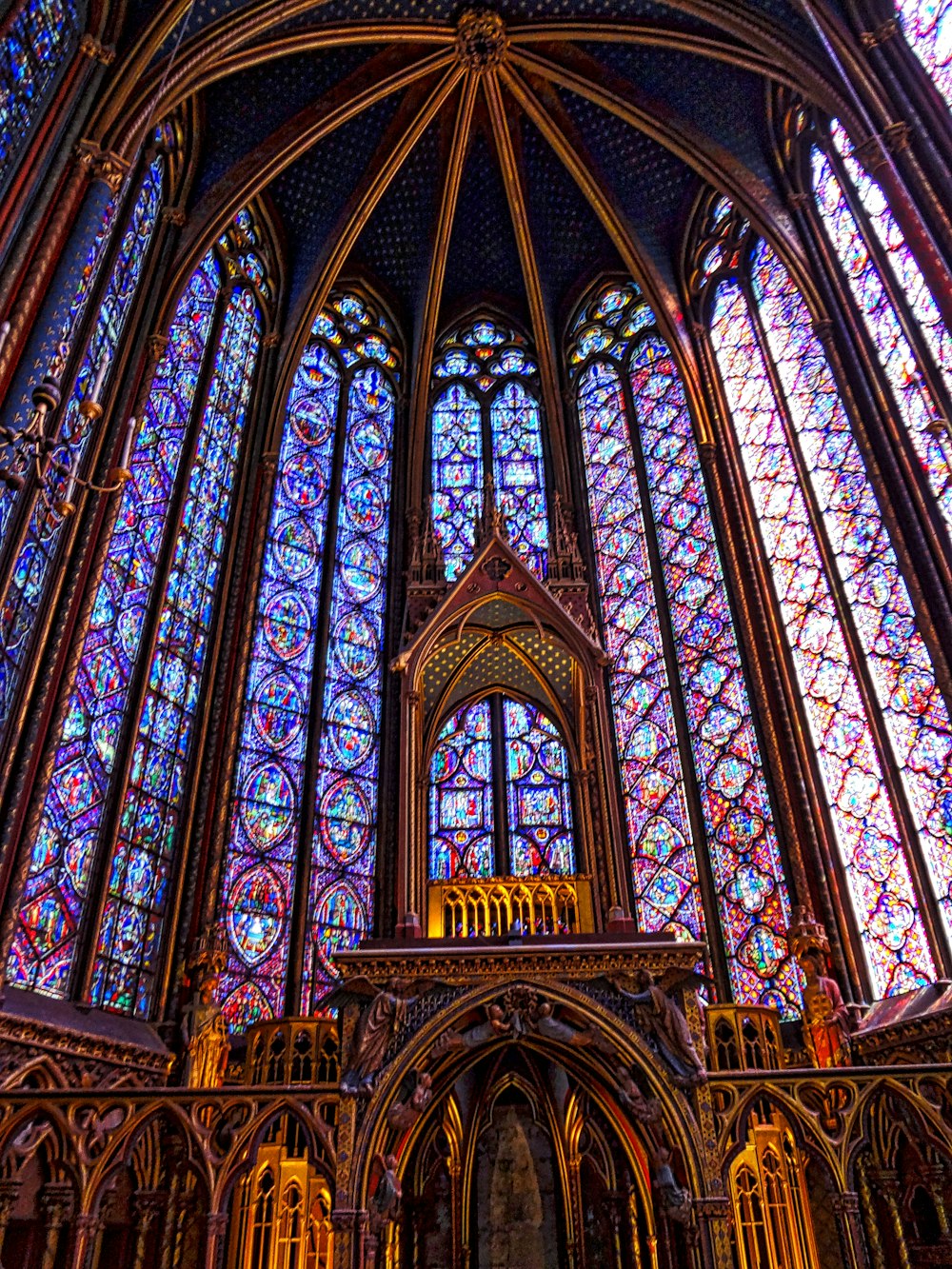 brown and blue cathedral interior