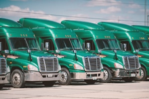 green and white vintage truck