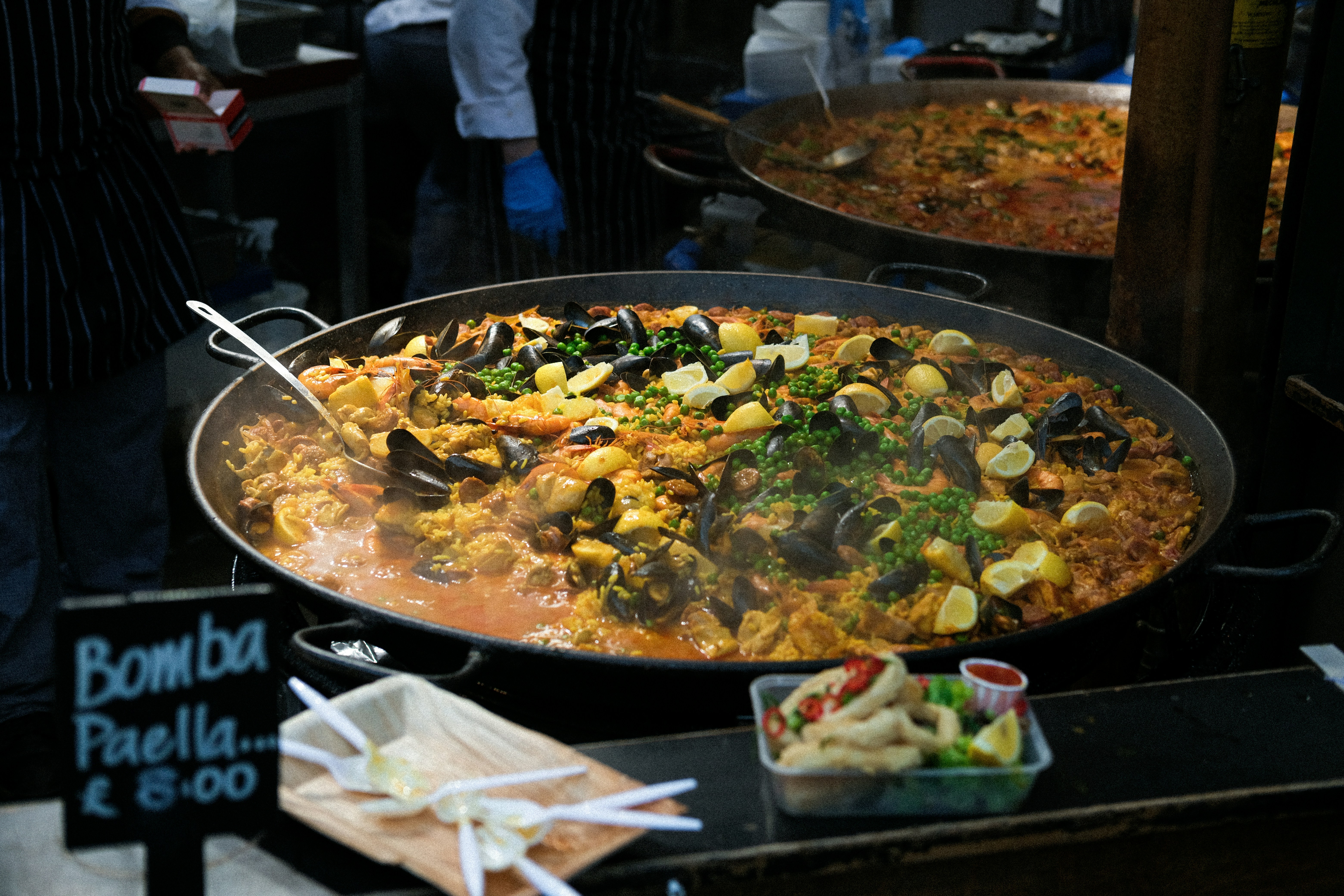 cooked food on black round plate