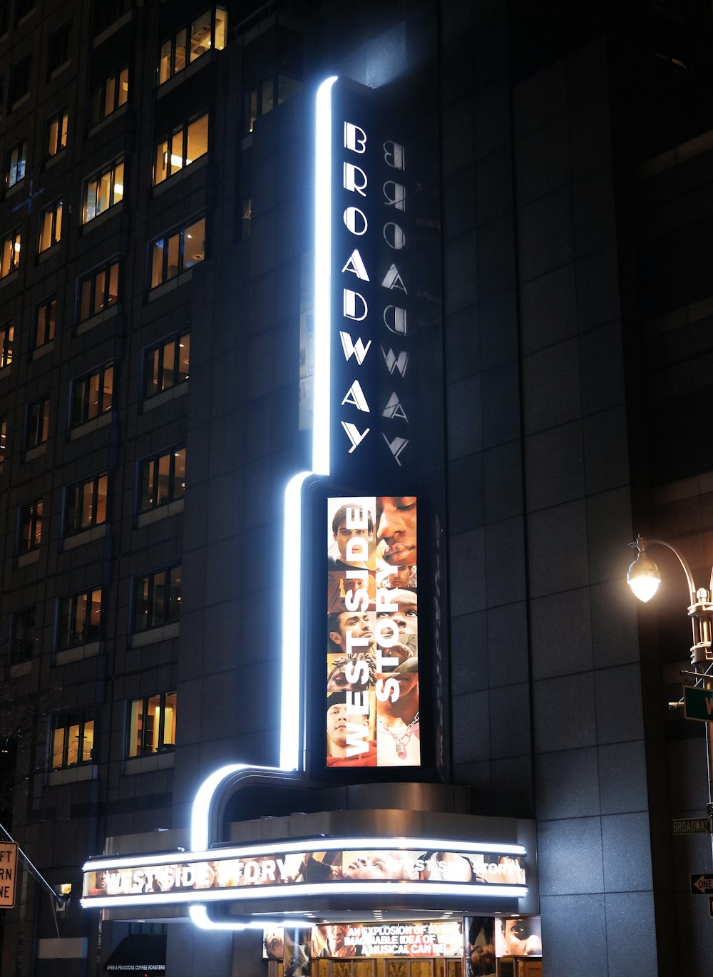 blue and white led light signage