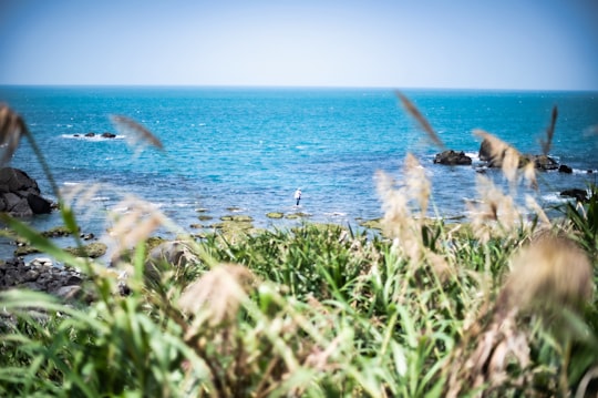 green grass near body of water during daytime in Fuguijiao Lighthouse Taiwan