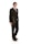 A person is wearing a formal black suit with a white shirt and a black tie, holding a closed laptop in one hand. The person is standing confidently and smiling, with their body slightly angled to the side against a white background.