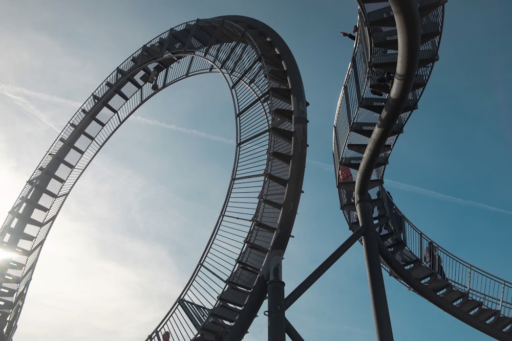 white and black roller coaster under blue sky during daytime