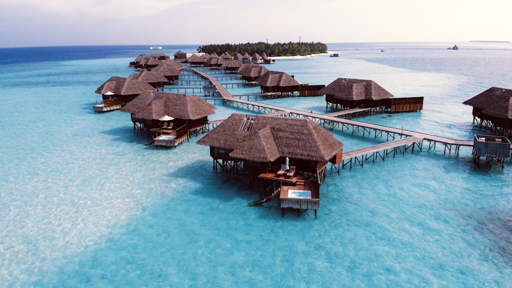 brown wooden cottage on blue body of water during daytime