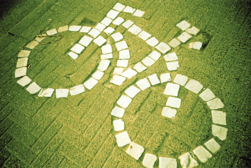 green and white area rug