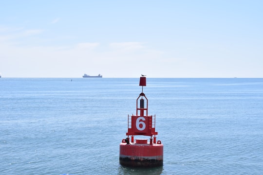 red and white ship on sea during daytime in Dublin Bay Ireland