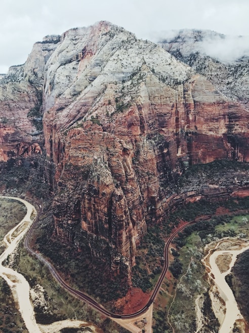 Colorful aerial view of Barrancas del Cobre with tourists exploring the trails