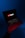 A person holds an open laptop with a dark screen displaying the YouTube logo in bright red and white. The surroundings are enveloped in a blue hue, while the light from the screen casts a red glow on the person's hand and wrist.