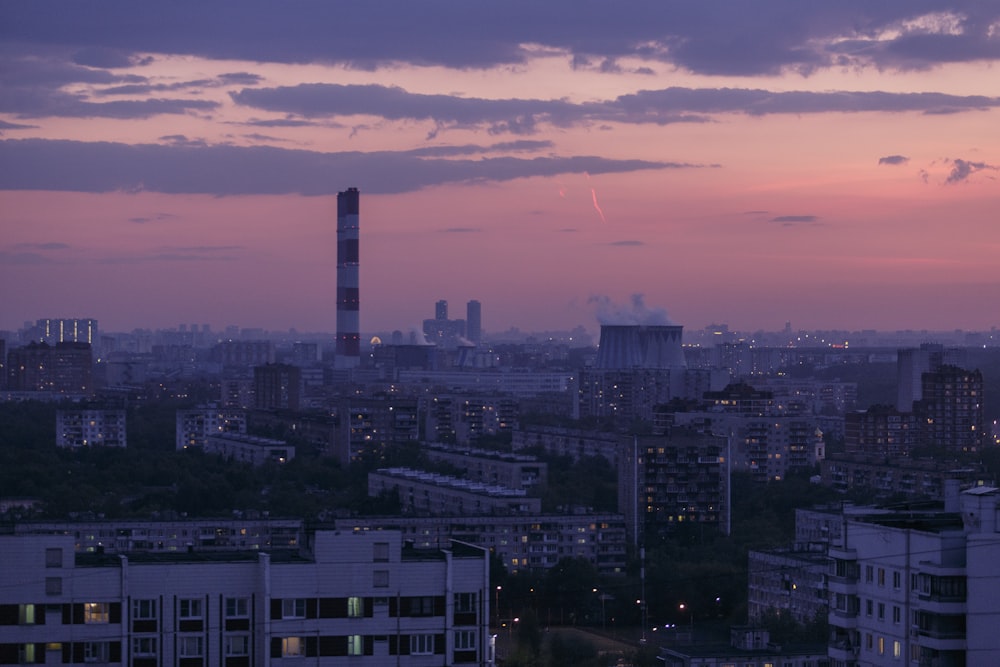 high rise buildings during sunset