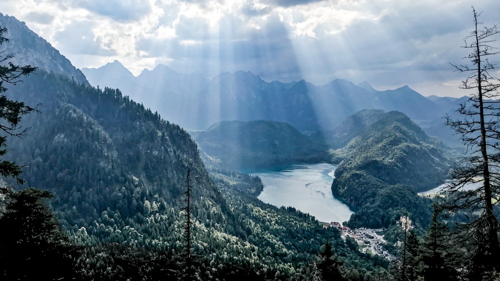 green trees and mountains near river during daytime