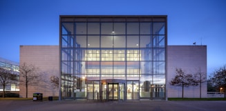 glass office building with glass windows