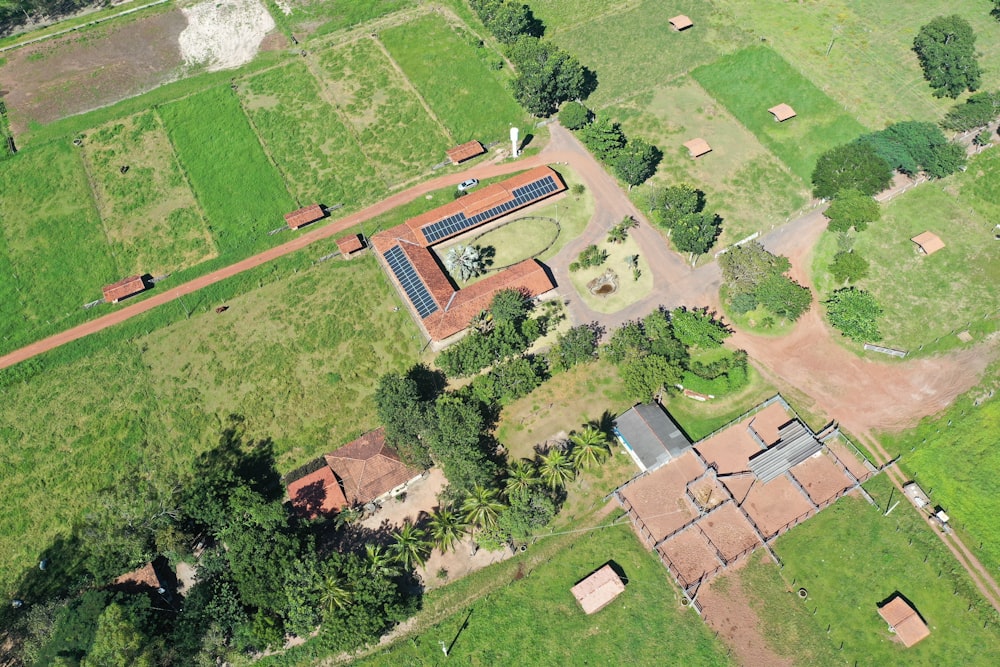 aerial view of green trees and brown house during daytime