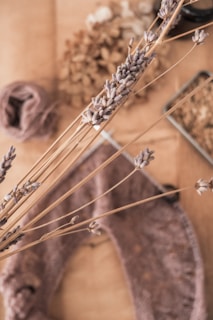 brown and white flowers on brown wooden table