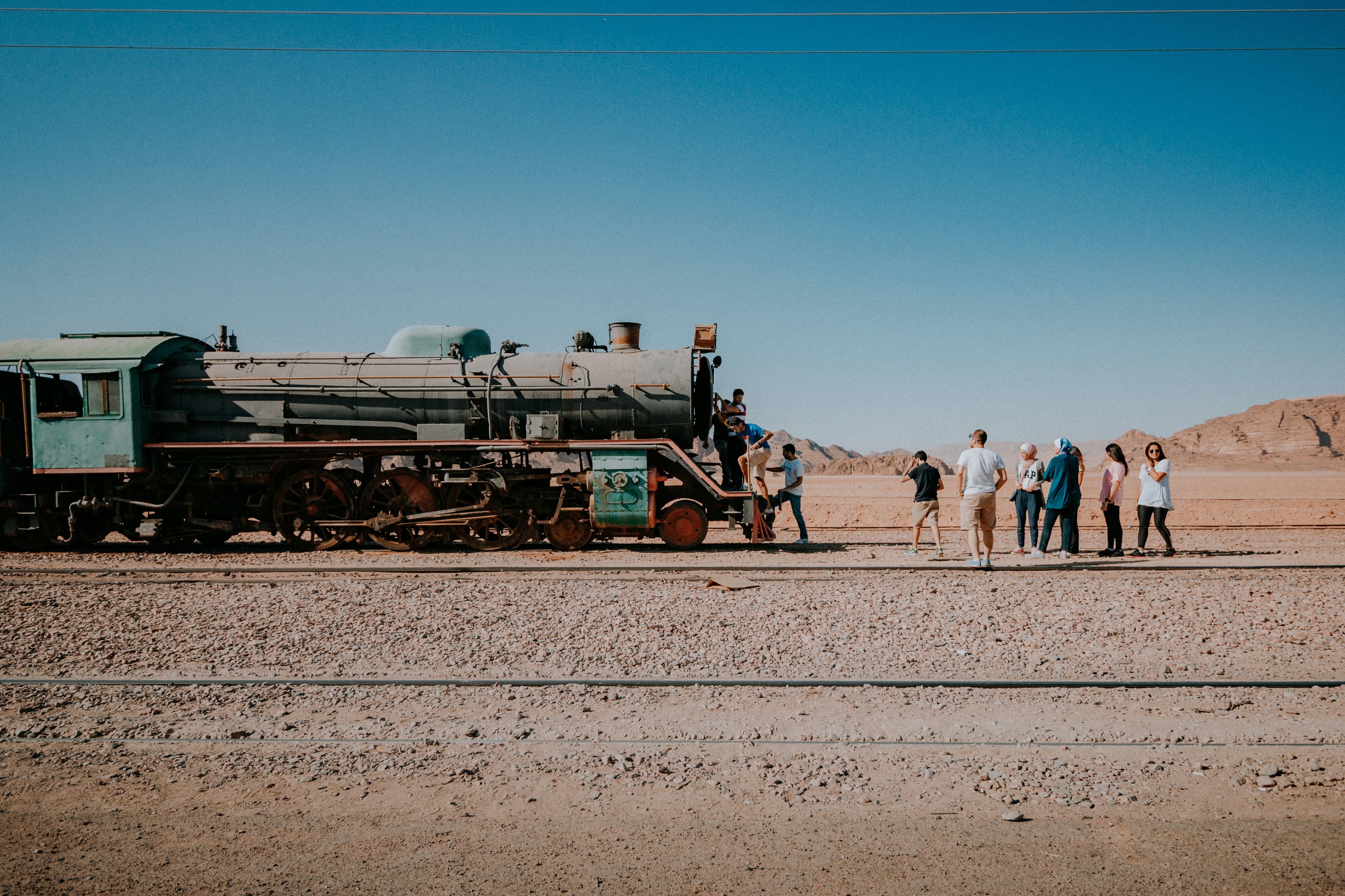 Remains of the Hejaz Railway (The Ottoman Railway) seen in Wadi Rum, Jordan