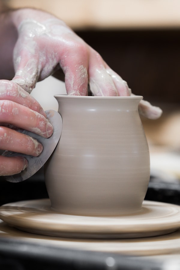 Blue pottery detail