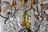A close-up of intricate chandelier details.