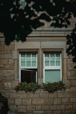white wooden framed glass window