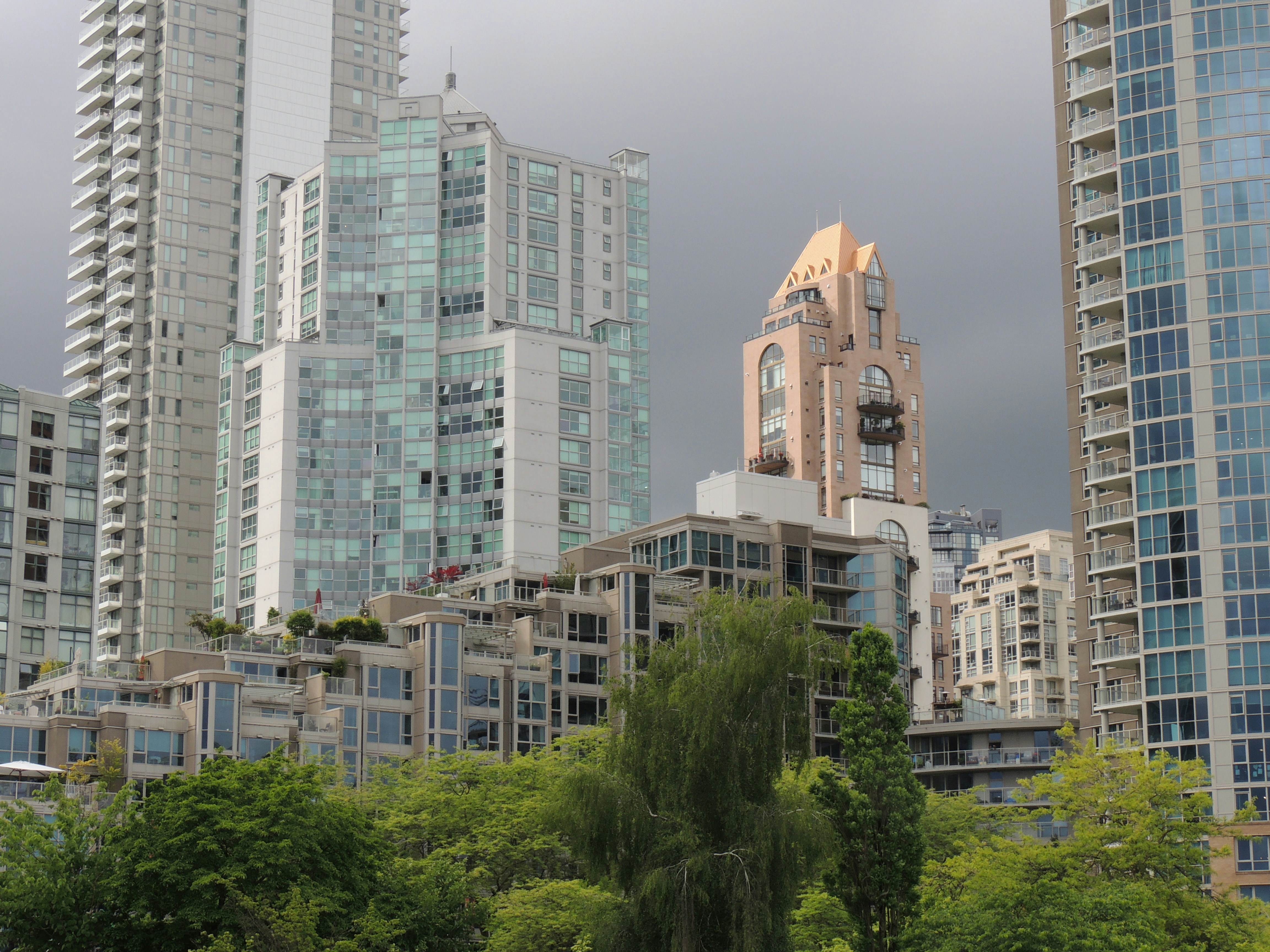 green trees near high rise buildings during daytime