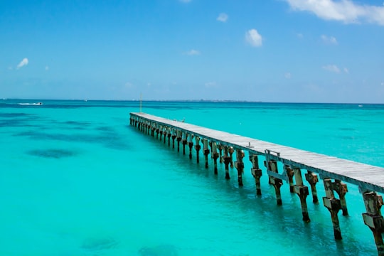 people walking on wooden dock during daytime in Cancún Mexico