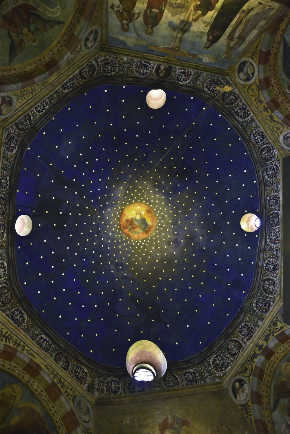 blue and gold round ceiling