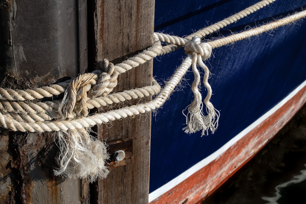 white rope on blue and red wooden board