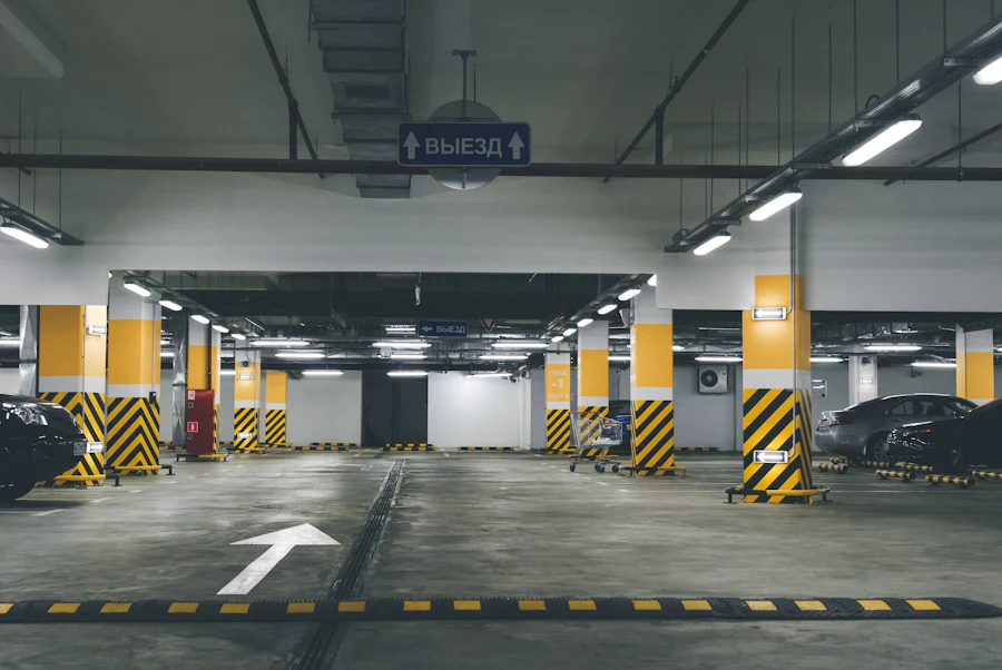 Cast concrete columns and ramps inside a below-ground civil structure
