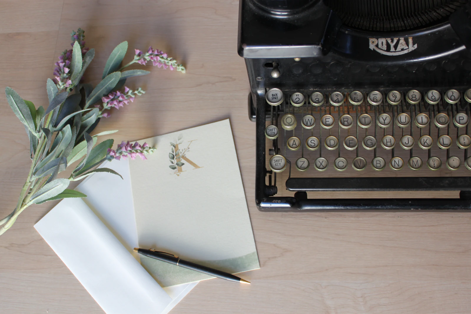 Sheet of paper in a black typewriter