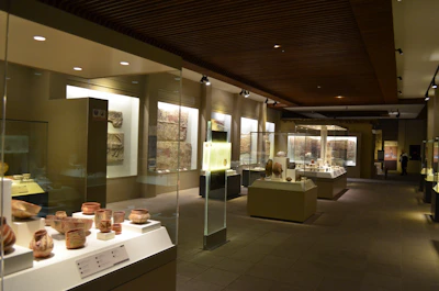 An elegant cultural heritage exhibit showcasing artifacts preserved through the foundation’s support.
