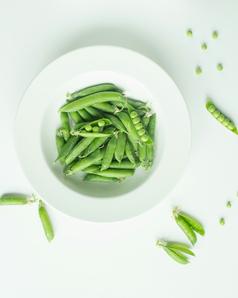 흰색 세라믹 접시에 녹색 야채