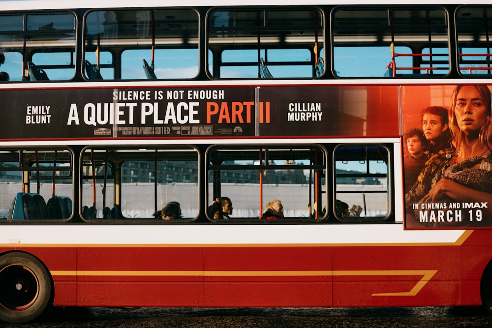 red and white double decker bus