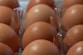 Several brown eggs neatly arranged in a transparent plastic egg carton. The eggs display a natural sheen, and the plastic casing is slightly visible between them, reflecting light subtly.