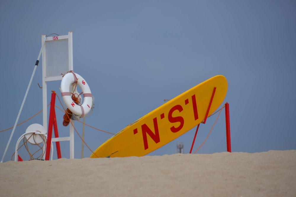 a life preserver and a life preserver on a beach